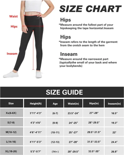 Vista 5 de HARTPOR Leggings de piel sintética para niñas, leggings de piel elástica de cintura alta, pantalones de cuero para adolescentes