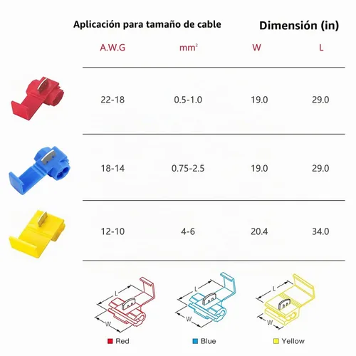 Vista 5 de 100 piezas de conectores de cable de empalme rápido sin soldadura, conector de empalme de calibre 18-14 AWG (unificador de cables), conectores