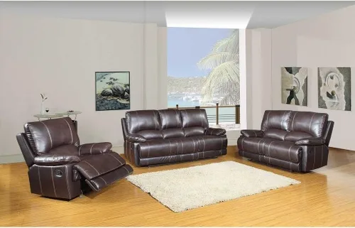 Vista 15 de Blackjack Furniture Brantley Collection - Sofá biplaza reclinable tapizado de cuero con consola, asientos acolchados de felpa con bobina Marrón