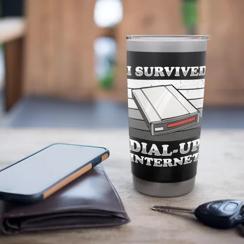 Vista 7 de 90s Nostalgia Retro 90s Dial Up Internet Vintage Stainless Steel Insulated Tumbler