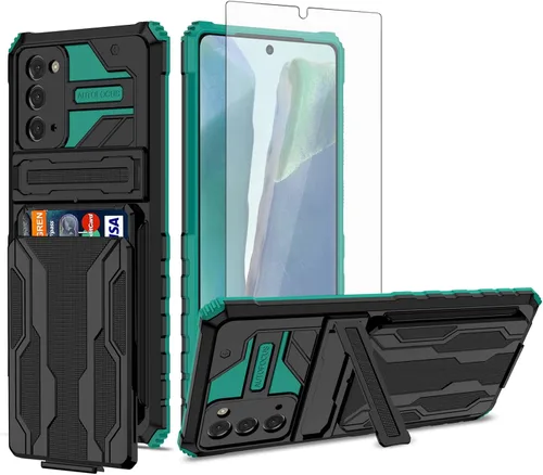 Vista 12 de Asuwish Funda de teléfono para Samsung Galaxy Note 20 Glaxay Note20 5G con protector de pantalla de vidrio templado y soporte para tarjeta de Negro