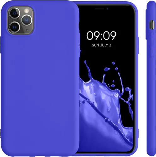 Vista 4 de kwmobile Funda compatible con Apple iPhone 11 Pro Max - Funda protectora de silicona TPU suave y delgada, color azul báltico