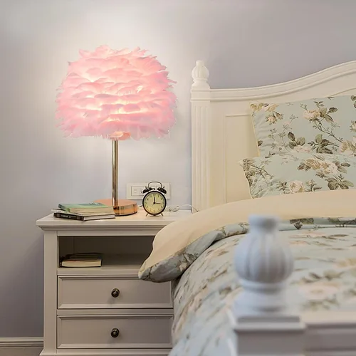 Vista 15 de ZYLEISENBAO Lámpara de Flor de Rosa Rosa Romántica Lámpara de Mesita de Noche Princesa Lámpara de Mesa de Flor para Mesita de Noche Luz de Rosado