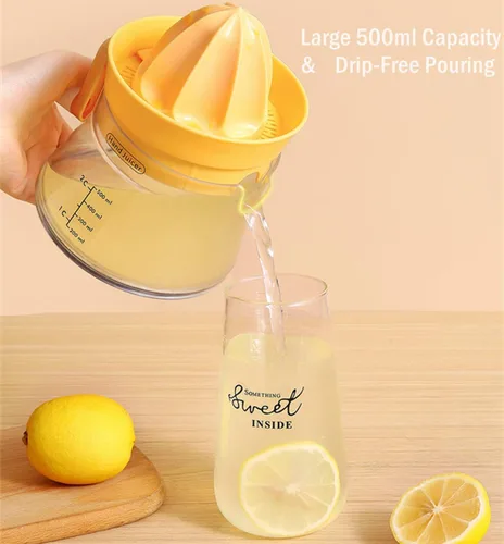 Vista 7 de Exprimidor manual de cítricos con manivela giratoria, prensa manual de gran capacidad de 16.9 fl oz para toronja limón, naranja, lima, extracción