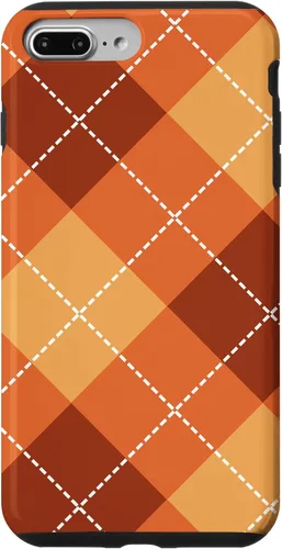Vista 11 de Funda para iPhone 13 Pro, naranja, amarillo y marrón, a cuadros, otoño, calabazas