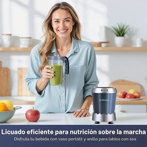 Vista 7 de La Reveuse Licuadora personal de 1000 vatios, (1) taza para llevar de 24 onzas, gris, LARB2305
