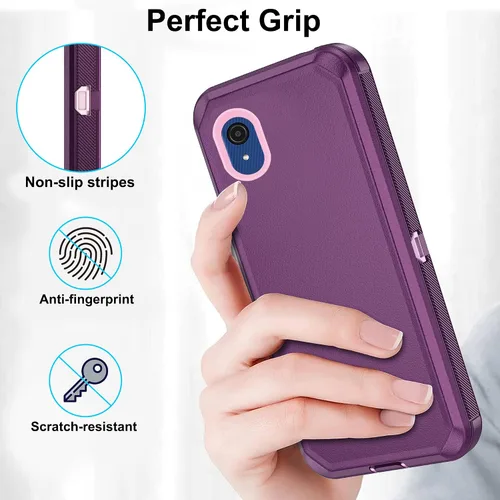 Vista 6 de Asuwish Funda de teléfono para Samsung Galaxy A03 Core Cell Cover híbrida resistente a prueba de golpes, a prueba de caídas, cuerpo completo