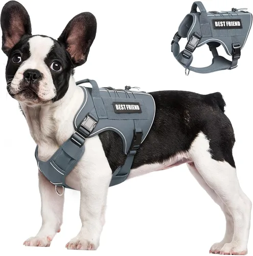 Vista 15 de Arnés Táctico para Perros Talla Pequeña, Sin Tirones Chaleco Militar para Perros con Asa, Arnés Reflectante de Servicio Pesado para Mascotas