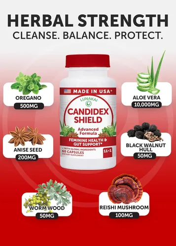 Vista 3 de Lunakai Candida Cleanse Detox fabricado en Estados Unidos para mujeres y hombres - Limpieza intestinal 11 en 1 y soporte de Candida con ácido