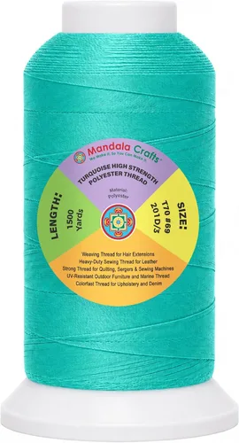 Vista 73 de Mandala Crafts Airforce Blue Tex 70 - Hilo de poliéster para tapicería 1500 Yds T70 UV Resistant Strong Thread for Leather Sewing, Marine