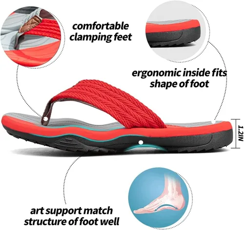 Vista 3 de MGGMOKAY Sandalias cómodas para hombre, sandalias con soporte de arco, sandalias casuales con correa en T para hombre, zapatos de playa de verano