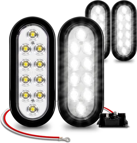Vista 16 de Juego de luces traseras LED ovaladas para remolque de 6.0 in, 2 color ámbar y 2 color rojo 4 Rojo + 2 Blanco