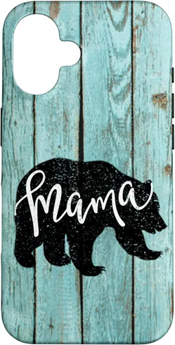 Vista 32 de Turquoise Woodgrain Rustic Farmhouse Shiplap Wood Mama Bear Case for iPhone 17