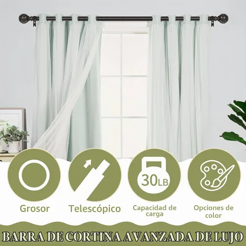 Vista 4 de TANGWIN Barras de Cortina de Granja de Bronce para Ventanas: Barra de Cortina Ajustable de Servicio Pesado de 18-45 Pulgadas para Dormitorio, Sala