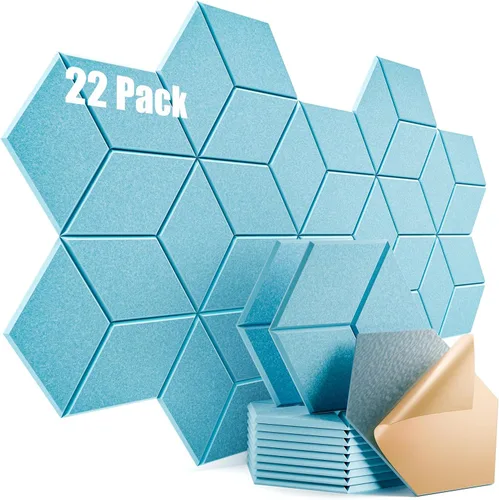 Vista 68 de Paquete de 12 paneles acústicos autoadhesivos de 12 x 10 x 0.4 pulgadas, paneles de espuma a prueba de sonido con alta densidad, elegante diseño