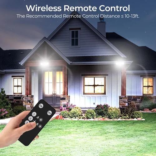 Vista 5 de CINOTON Luces solares con sensor de movimiento para exteriores, luces de seguridad LED con 3 modos y control remoto, IP65 impermeables, alimentadas