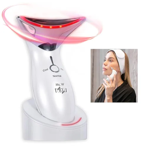 Vista 8 de Masajeador facial, dispositivo de cuello de cara y luz roja con ajuste y rejuvenecimiento Negro