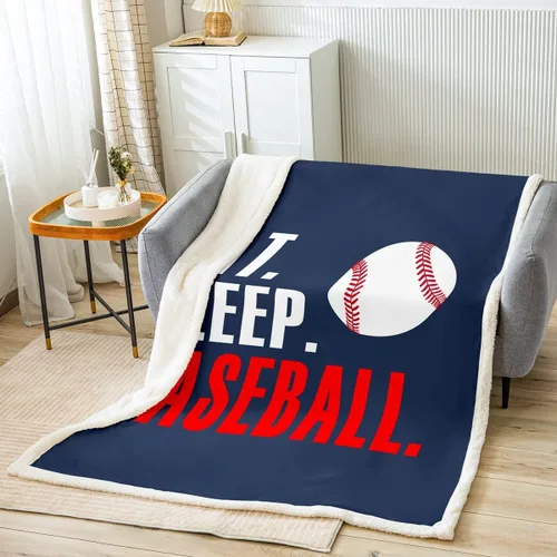 Vista 44 de Feelyou Football Throw Blanket Basketball Sports Soft Fleece Sherpa Cozy Fuzzy Plush Warm Soccer Ball Game Fuzzy Plush Throw Black Baseball Gaming