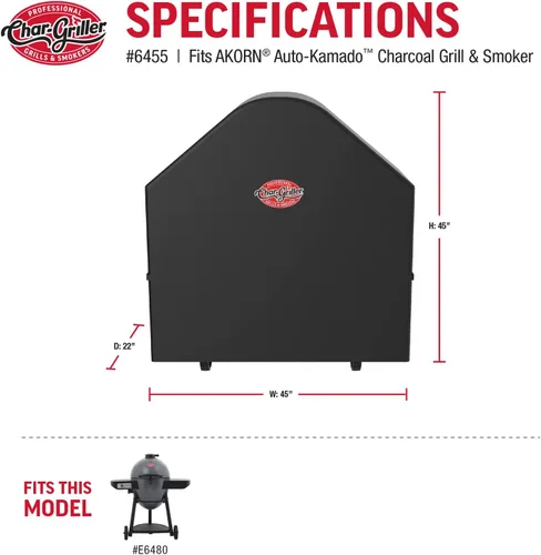 Vista 5 de Char-Griller 6455 AKORN Auto-Kamado - Funda para parrilla de carbón, color negro
