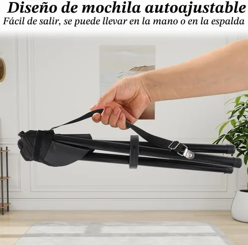 Vista 4 de Taburete plegable portátil para acampar, asiento de trípode para viajes al aire libre, sillas de camping plegables negras para camping, fiesta Negro