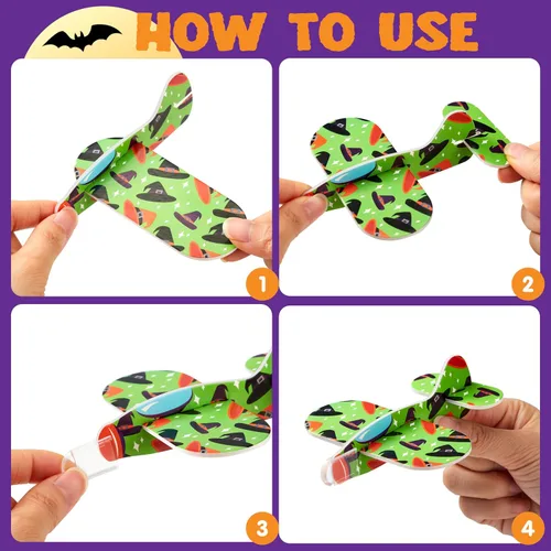 Vista 4 de JOYIN 48 aviones planeadores de espuma de Halloween para niños, planeadores de aviones de papel volador, juguetes a granel para regalos de fiesta