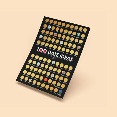 Vista 2 de Póster de 100 fechas para rascar la lista de deseos - Póster rascador grande para pareja de aventuras - Lista de cosas que hacer para pareja - Lista