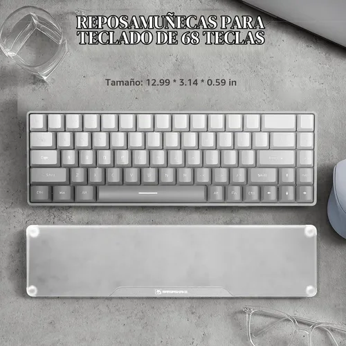 Vista 4 de Reposamuñecas acrílico para teclado profesional - Teclado compacto 60% - Teclados mecánicos Reposamanos ergonómico para teclado de computadora, base