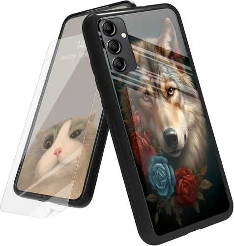 Vista 28 de Funda para Samsung Galaxy A12 5G con protector de pantalla, parte trasera de vidrio templado + TPU de silicona suave que absorbe los golpes