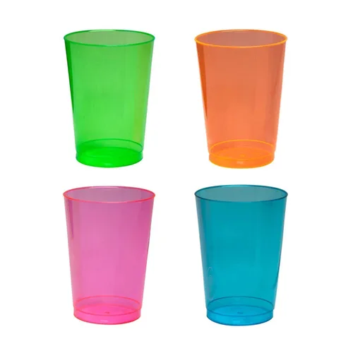 Vista 12 de Vasos de plástico para fiestas de Party Essentials, 9 onzas de capacidad, con brillo, Variado neón, 500