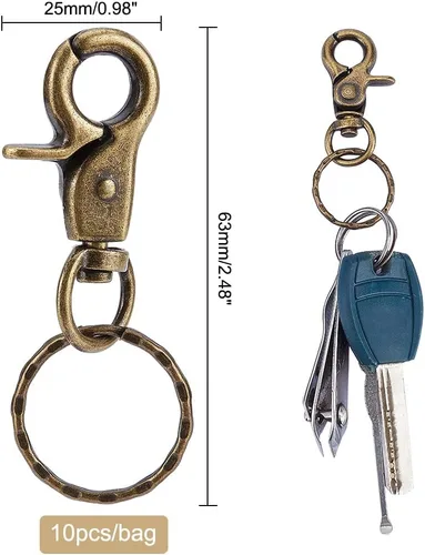 Vista 4 de Pandahall Elite Acero Inoxidable 304 clave Cadena compnents Clasp 28 x 2.7 mm Anillos conclusiones 5pcs/bolsa