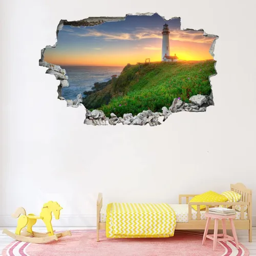 Vista 10 de Calcomanías de pared de flores rojas 3D, diseño de paisaje natural, arte aplastado, impermeable, diseño de cielo, tatuaje de pared para niños A03