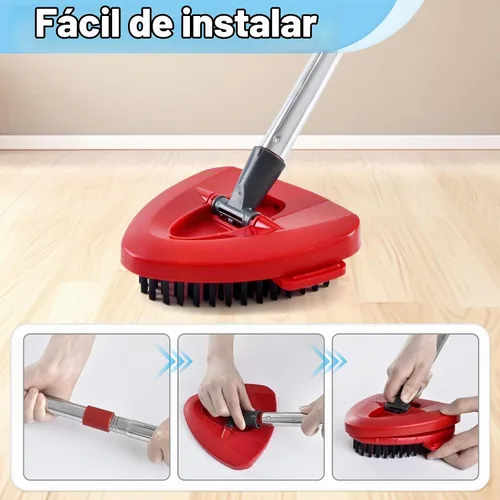 Vista 4 de Mangual de fregona giratoria para O-Cedar, cepillo de limpieza y base de mopa compatibles con el sistema de tanque único EasyWring de Ocedar, mango