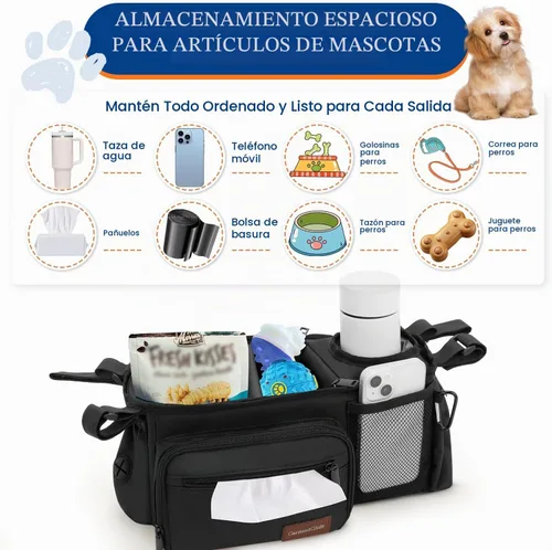 Vista 6 de Bolsa de cochecito para perros que se adapta a asas de 14 a 19 pulgadas