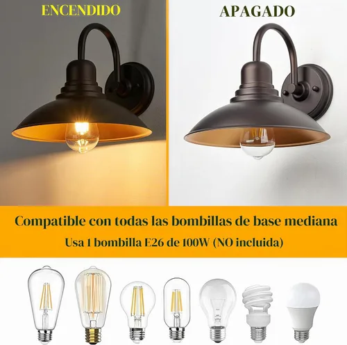 Vista 3 de Luz de Granero de Cuello de Ganso de Bronce Rústica Estilo Granja, Iluminación de Tocador de Cabaña Interior con Casquillo Base E26, Aplique