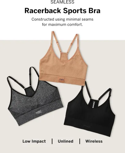 Vista 4 de Victoria's Secret Brasier deportivo rosa sin costuras, de bajo impacto, línea ligera, brasier para mujer (XS-XXL)