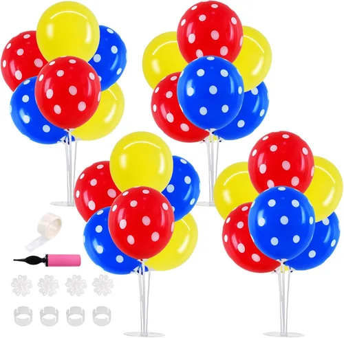 Vista 51 de TONIFUL Juego de 4 centros de mesa de globos de color negro, azul y Negro Azul Plata