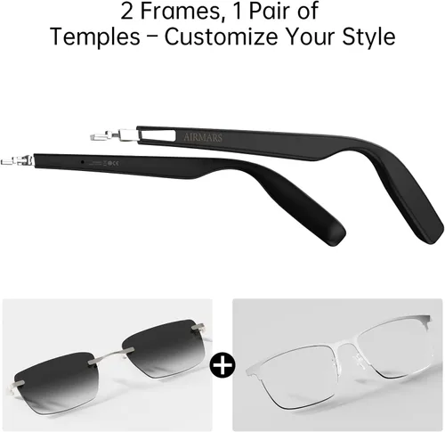 Vista 3 de AIRMARS Lentes inteligentes 2 en 1 para mujeres y hombres, lentes fotocromáticas + lentes grises degradadas, gafas Bluetooth con altavoz de oído