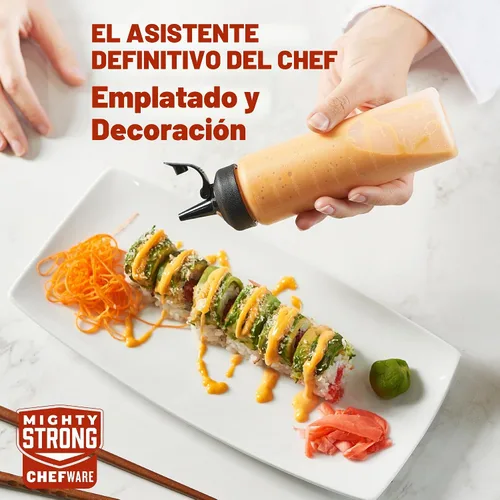 Vista 3 de Paquete de 6 botellas exprimibles para condimentos, botellas de chorro de 8 onzas con tapa a prueba de fugas, botellas de salsa fáciles de verter