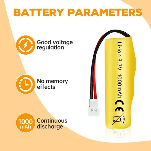 Vista 3 de sea jump 2 baterías de iones de litio de 3.7 V 1000 mAh con enchufe Molex y cable de carga USB, adecuado para vehículos de ingeniería a control