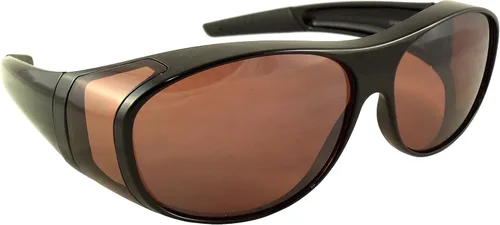 Vista 2 de Ideal Eyewear Sun Shield - Lentes de sol con bloqueo azul lentes de cobre HD - Uso sobre gafas - Envoltura alrededor