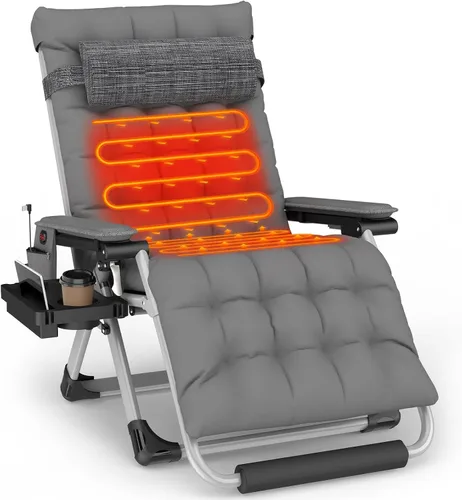 Vista 10 de Slendor Heated Oversized Zero Gravity Chairs 33In, XXL Lounge Chair, Black Negro