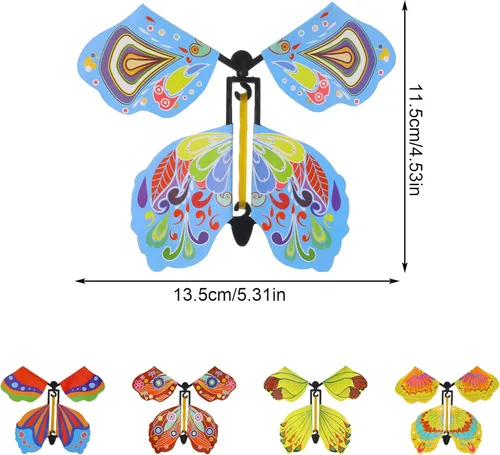 Vista 2 de 25 piezas de juguete de mariposa voladora, mariposa voladora, mariposa voladora, tarjeta de mariposa, juguete con banda de goma, juguete para boda