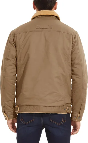 Vista 2 de MAGNIVIT Chaqueta tipo cargo de algodón para hombre, con forro polar, abrigo de trabajo con 5 bolsillos