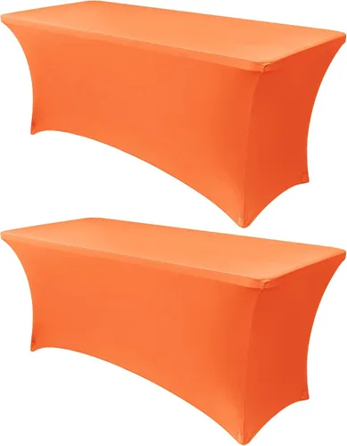 Vista 35 de Obstal Funda de mesa de elastano elástica de 4 pies para mesas plegables estándar, paquete de 2 manteles rectangulares universales ajustables