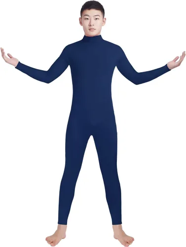 Vista 2 de Shinningstar Zentai Unitard - Body de manga larga con cuello alto y elastano para hombre