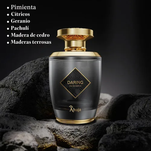 Vista 5 de AHUJA Daring Eau De Parfum de 3.4 onzas líquidas – Perfume de larga duración para hombres con pimienta y cítricos, geranio y pachulí – Fragancia