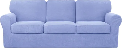 Vista 73 de CHUN YI Fundas para sofá de 7 piezas, lavables, fundas elásticas para sofá de 3 cojines con respaldo y fundas de cojín separados, protector