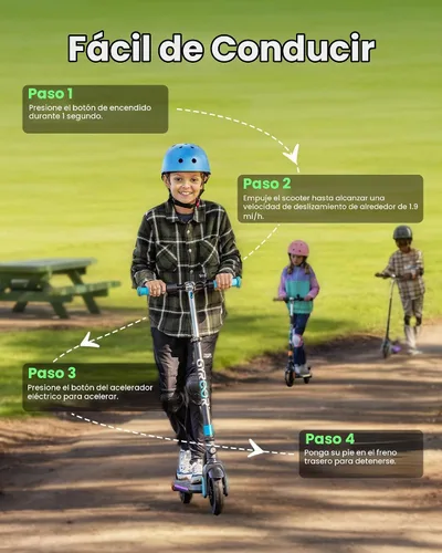 Vista 6 de [Usado] Gyroor H40 Kids Electric Scooter 180W 10MPH LED Lights Ages 6 12