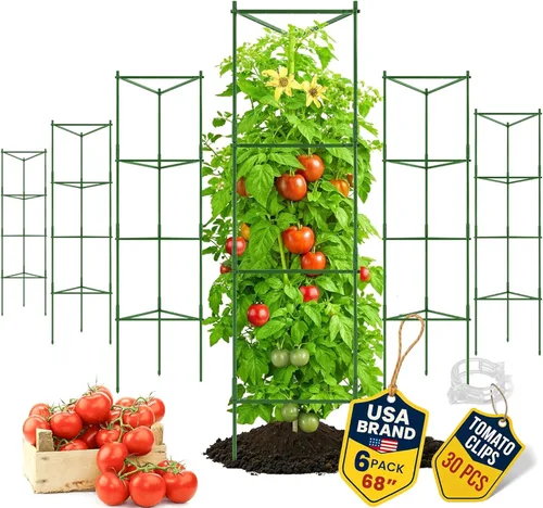Vista 11 de Jaula de tomate – Estacas grandes de enrejado y estructuras de soporte para plantas para verduras y plantas trepadoras – Jaulas altas para tomate