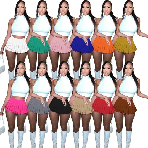 Vista 6 de Minifaldas plisadas para mujer, sexy y linda, falda cargo corta Y2K, falda pantalón de tenis, patinadora, línea A con abertura